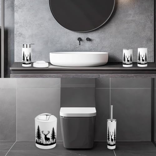 6-Piece Bathroom Accessory Set with Trash Can and Dispensers