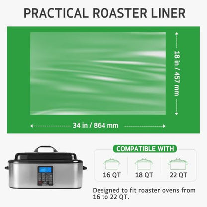 10 Count Electric Roaster Liners 18 x 34 Inch - BPA-Free Water Cooking