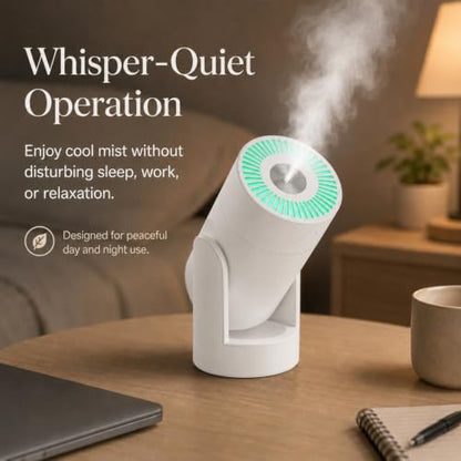 White Portable Mini Humidifier 220ml with 2 Mist Modes & Night Light