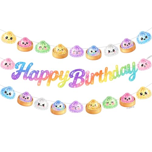 Colorful Dumpling Birthday Banner - Paper Dumpling Themed Party Decorations