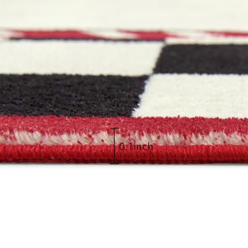 Christmas Nutcracker Rug 5x7 Black and White Washable Vintage Checkered Holiday Carpet