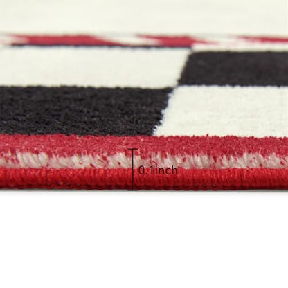 Christmas Nutcracker Rug 5x7 Black and White Washable Vintage Checkered Holiday Carpet