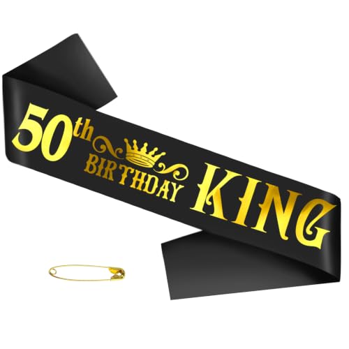 50th Birthday King Sash for Men - Celebration Party Accessory