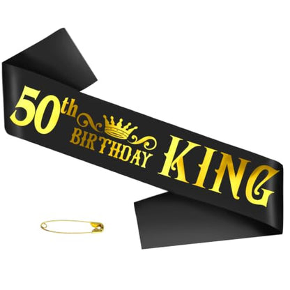 50th Birthday King Sash for Men - Celebration Party Accessory