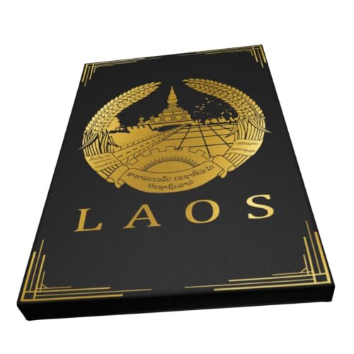 Laos Flag Canvas Wall Art 18x12 Inches - Patriotic Home Decor