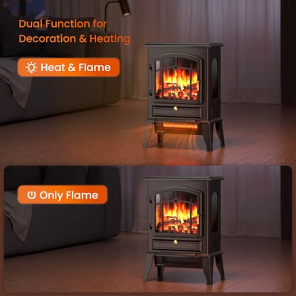 22 Inch Electric Fireplace Stove - Upgraded Model with 5100 BTU and Dual Heat