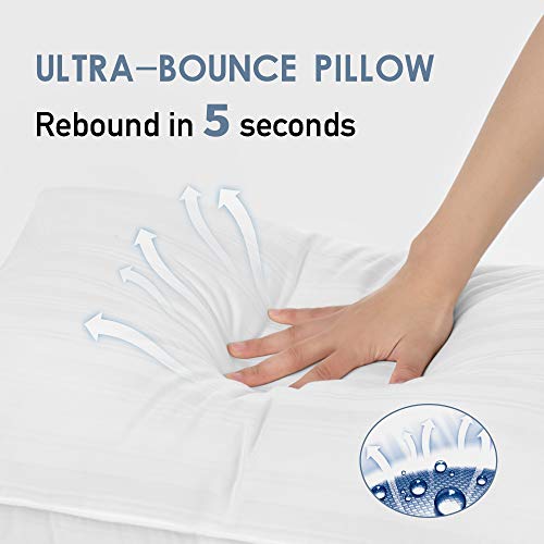 downluxe Down Alternative Pillows Standard Size Set of 2 - Hotel Collection Soft Bed Pillows for Sleeping, Perfect for Side, Back and Stomach Sleepers, 20 X 26