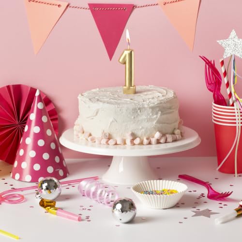 Party Solids Gold Number 1 Birthday Candle for Cake - Variation 1