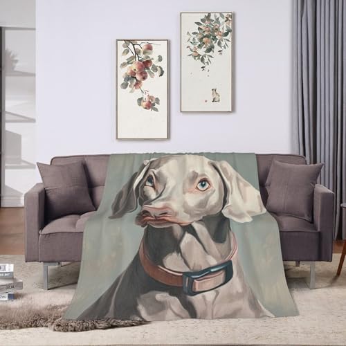 Weimaraner Dog Blanket Gift for Women Kids - Cozy Flannel Throw 60x80 in - Puppy Lover Decor