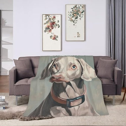 Weimaraner Dog Blanket Gift for Women Kids - Cozy Flannel Throw 60x80 in - Puppy Lover Decor