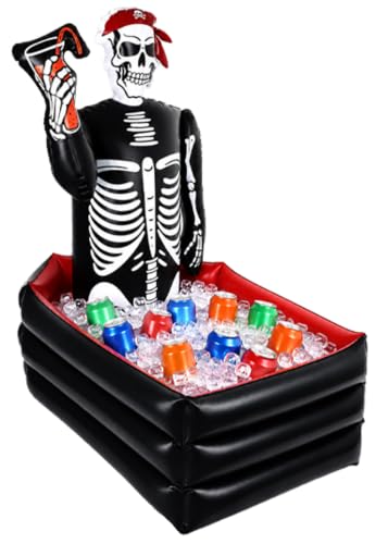 Skeleton Halloween Ice Bucket Inflatable Cooler for Drinks - Large Capacity, Indoor Outdoor Party Decor