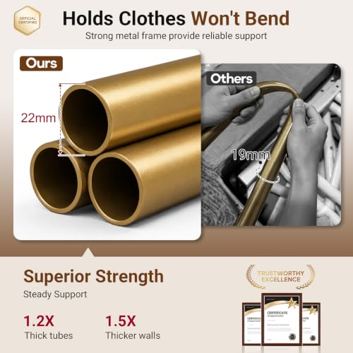 MISSLO Gold Small Clothes Rack 18-Inch Arched Style with Wheels and Shelves