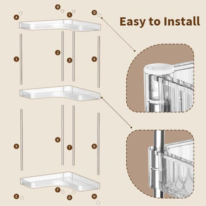 Corner Makeup Counter Organizer, 3-Tier Clear Corner Shelf - Jywantful