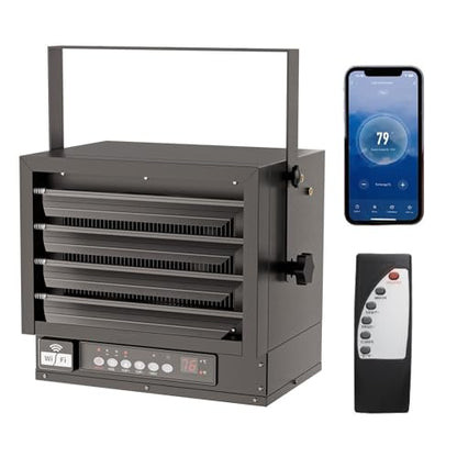 6000W Electric Garage Heater with Remote & WiFi Control - Black - 6KW/240V
