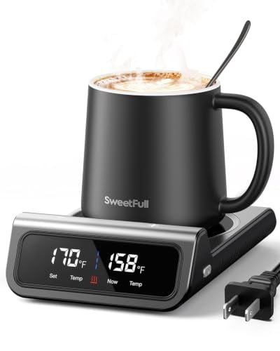 Coffee Mug Warmer Set with Infrared Heating, Adjustable Temp, 14oz Mug Included