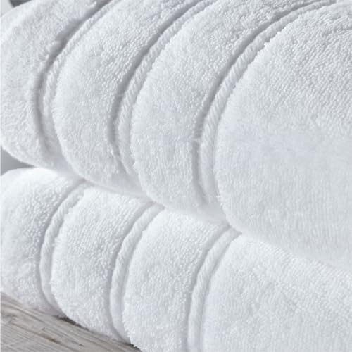 Turkish Cotton Bath Sheets Set of 2 - 59x35 Inches, Soft & Absorbent White