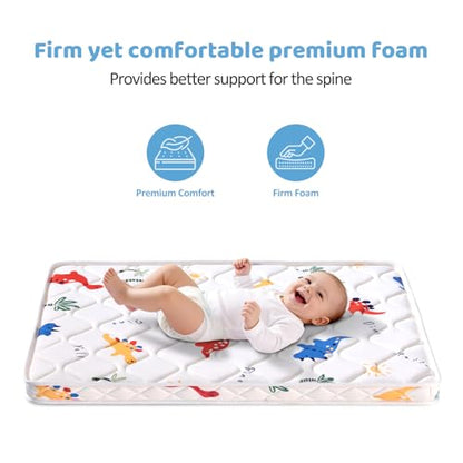 Lillibearas Pack and Play Mattress 38" x 26" x 1.5", Firm Support and Comfort Foam, Soft Playard Mattress for Babies and Toddlers, Baby Essentials Items