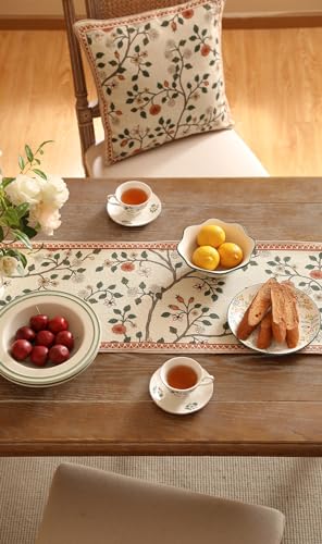 Flora 12x87 Inch Vintage Classic Table Runner - Elegant Linen & Polyester Design
