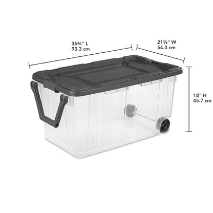 160 Quart Heavy Duty Wheeled Storage Bin with Lid & Handles