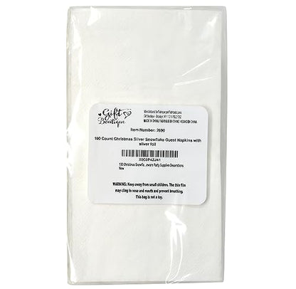 Christmas Snowflake Guest Napkins - Silver Disposable Party Paper Napkins Set of 100