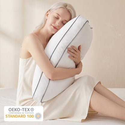 King Size Goose Feather Down Pillow Set of 2 - Soft & Fluffy Hotel Collection 20x36 in