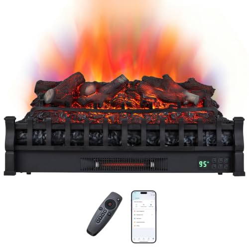 30-inch Electric Fireplace Log Set - Lemonwood with WiFi & Remote Control - Compatible with Alexa & Google Assistant