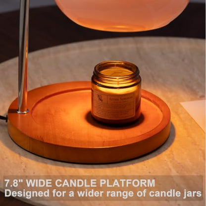 Pink Glass Candle Warmer Lamp with Bauhaus Design, Timer & Dimmable Light