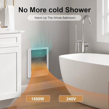 Electric Wall Heater with Thermostat Off-White - Fast Heating 220 sq ft