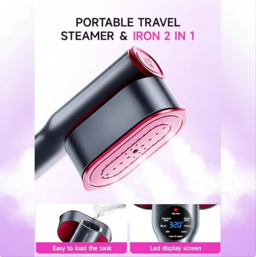 Travel Handheld Garment Steamer & Iron - Fast Heat-Up, Portable 2-in-1 Clothing Wrinkle Remover