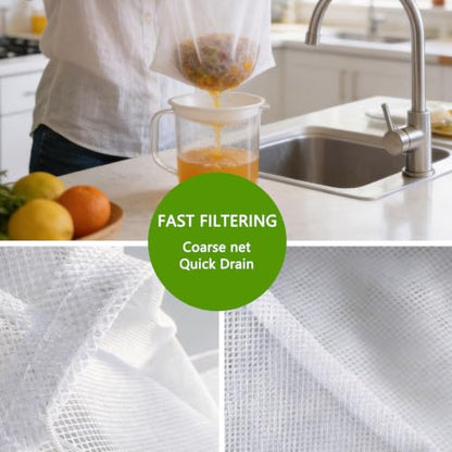 Heavy Duty Nylon Mesh Fruit Wine Press Filter Bags 18.9 x 17.3 Inch - 2 Pack