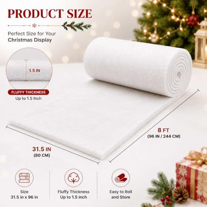 Christmas Snow Blanket 2 Pack - Large 96 x 31.5 Inch Artificial Snow for Holiday Decor