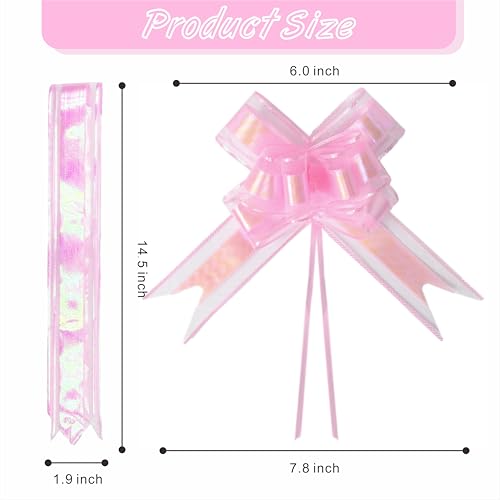 24PCS Blush Pink Pull Bows for Gift Wrapping - Large 6 Inch Decorative Bows for Christmas, Weddings, Birthdays, Party Decorations, Reusable Floral Gift Embellishments