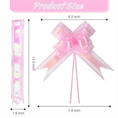 24PCS Blush Pink Pull Bows for Gift Wrapping - Large 6 Inch Decorative Bows for Christmas, Weddings, Birthdays, Party Decorations, Reusable Floral Gift Embellishments