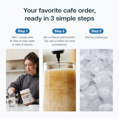Protein Coffee Powder with Sweet Cream Cold Brew – 15 Servings, Caffeine & Protein Blend