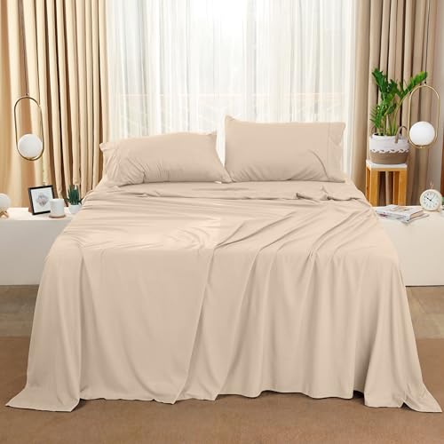 Utopia Bedding Queen Bed Sheets Set - Pack of 2 Sheet Sets - Perfect for Spa, Hotel, & Guest Bedroom - Brushed Microfiber - Shrinkage and Fade Resistant - Easy Care (Beige)