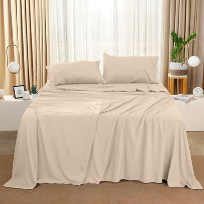 Utopia Bedding Queen Bed Sheets Set - Pack of 2 Sheet Sets - Perfect for Spa, Hotel, & Guest Bedroom - Brushed Microfiber - Shrinkage and Fade Resistant - Easy Care (Beige)