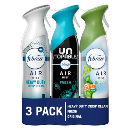 Febreze Unstoppables Fresh Odor-Fighting Air Freshener Spray, Room & Home, 8.1oz - Mix Pack