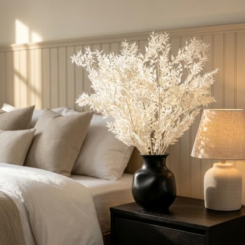 White Preserved Italian Ruscus Branches - 10pcs Dried Foliage for Wedding Bouquets & Home Decor