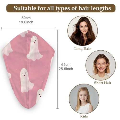 Microfiber Hair Towel Wrap Pink Ghost Halloween - Absorbent & Stylish