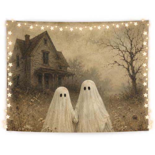 Rustic Halloween Ghost Tapestry 50x60 Inch Farmhouse Halloween Decor