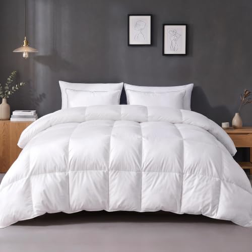 White King Goose Feather and Down Comforter Duvet Insert - 80% Goose Feather, 15% Down, 5% Fiber, 106" x 90"