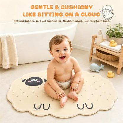 UNEEDE Non Slip Bathtub Mat for Kids Sheep Design - Safe Bath Accessory