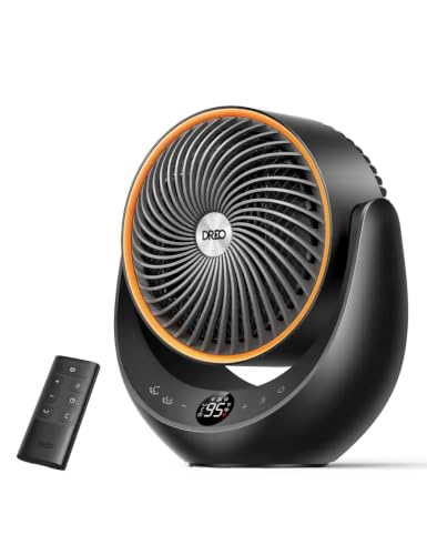 Portable 13-Inch Ceramic Space Heater with Remote Control - Black