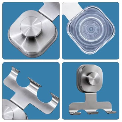 Heavy Duty Suction Cup Razor Holder for Shower - Brushed Silver, 7KG Support