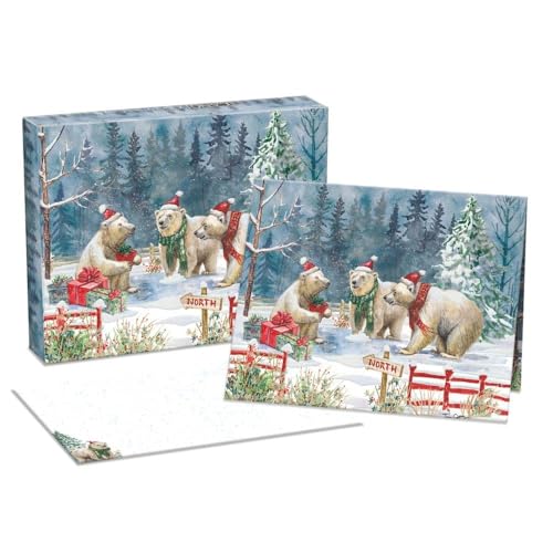 Bear-Y Merry Christmas Card Set - Boxed Holiday Greeting Cards by Tim Coffey