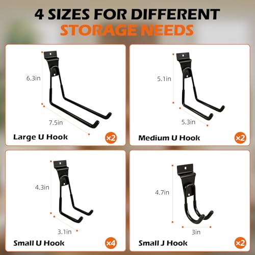 Heavy-Duty Metal Utility Wall Hooks Set for Garage Storage - 10 Pack