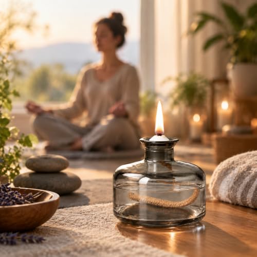 Gray Refillable Glass Oil Lamp Set - Petite Indoor & Outdoor Liquid Oil Lamps