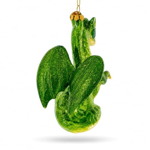 Flying Dragon Glass Christmas Ornament - Handcrafted Holiday Decor