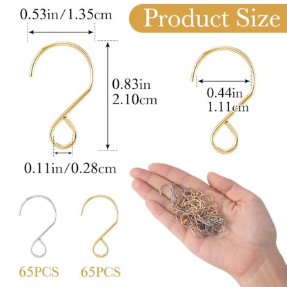 130Pcs Crystal Bead Curtain Hooks S-Shaped Hanging Clips - Gold & Silver