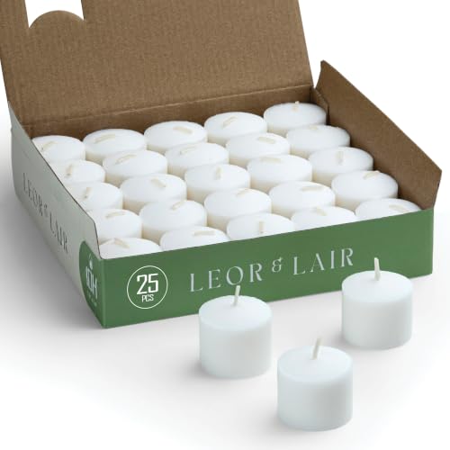 White Votive Candles Pack of 25 - Unscented, 10 Hour Burn Time
